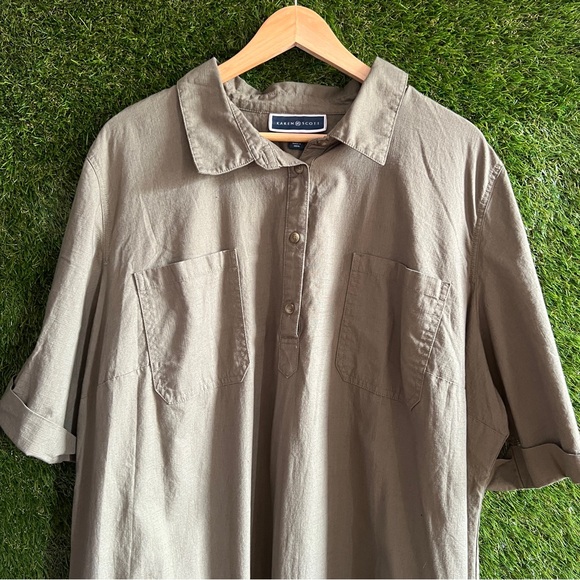 Karen Scott Green Popover Style Dress - Picture 3 of 7